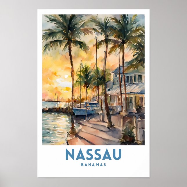Affiche Nassau Bahamas Travel Art (Devant)