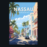 Affiche Nassau Bahamas Travel Art Vintage<br><div class="desc">Conception de déplacement vectoriel rétro de Nassau. Il se trouve sur l'île de New Providence,  avec l'île voisine de Paradise Island accessible par les ponts du port de Nassau.</div>