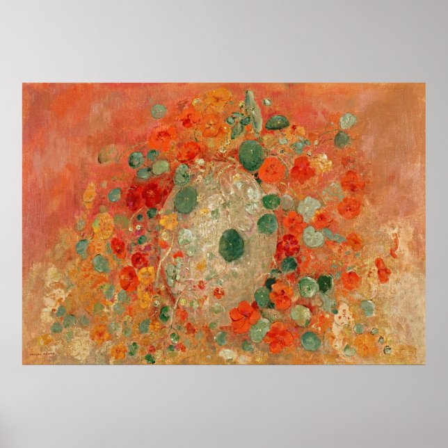 Affiche Nasturtiums vibrants de Redon - Art floral (Devant)