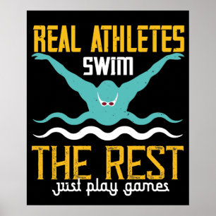 Affiche Natation - Les vrais athlètes nagent