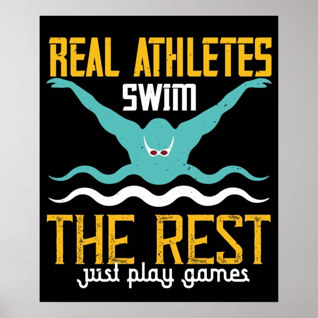 Affiche Natation - Les vrais athlètes nagent (Devant)