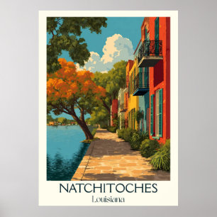 Affiche Natchitoches Louisiana Vintage Historic Street Art