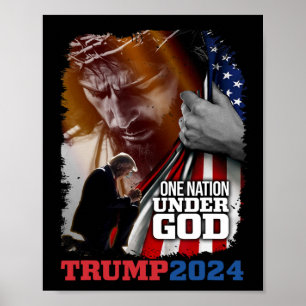 Affiche Nation sous Dieu Président Trump 2024 America Chri