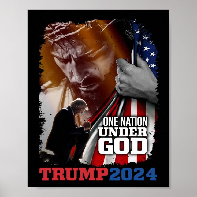 Affiche Nation sous Dieu Président Trump 2024 America Chri (Devant)