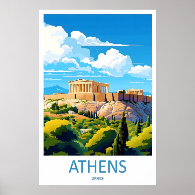 Affiche nationale de ski de voyage à Athènes Parc  (Devant)