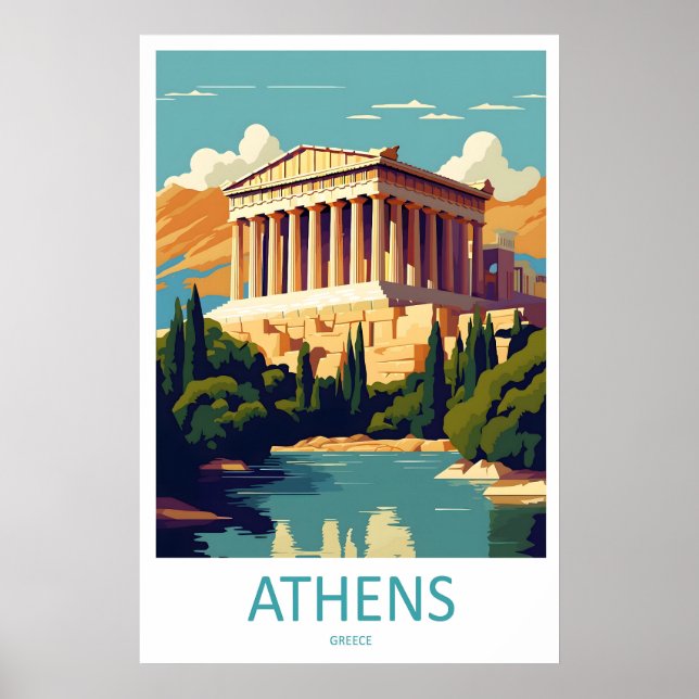 Affiche nationale de voyage du parc d'Athènes SkiV (Devant)