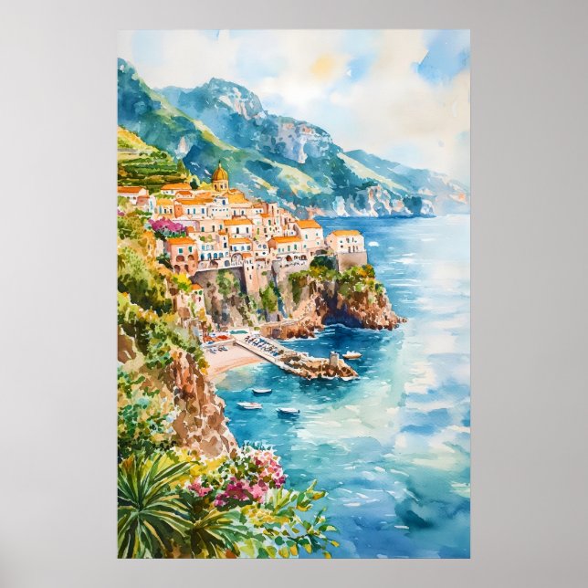 Affiche nationale du parc aquarelle d'Amalfi Voyag (Devant)