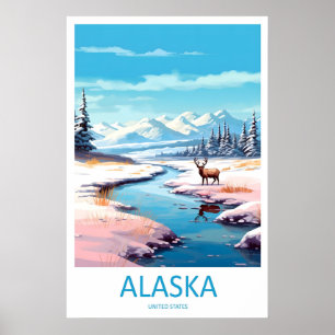 Affiche nationale vintage de ski du parc d'Alaska