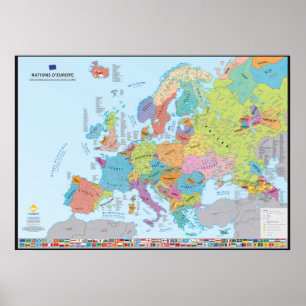 Affiche Nations d'Europe Carte des nations (en français)