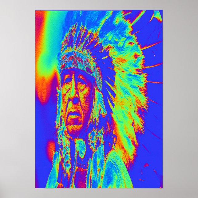 Affiche Native American Chief Pop Art (Devant)