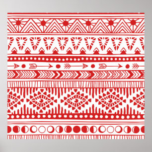 Affiche Native American : Red Ink Doodle.