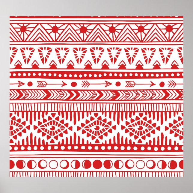 Affiche Native American : Red Ink Doodle. (Devant)