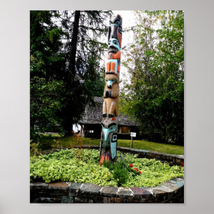 Affiche Native American Totem Poll Glacier Park Montana 