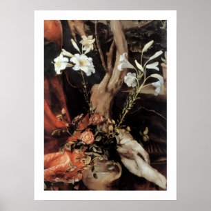 AFFICHE NATIVITÉ AVEC LIS BLANCS - MAGIE DE NOËL
