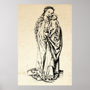 Affiche Nativité de Noël Vierge et Enfant Vierge Marie