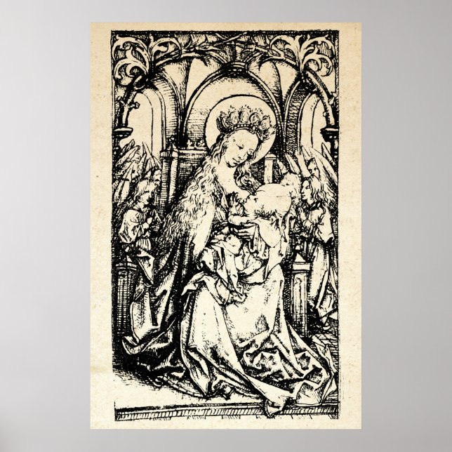 Affiche Nativité de Noël Vierge et Enfant Vierge Marie (Devant)
