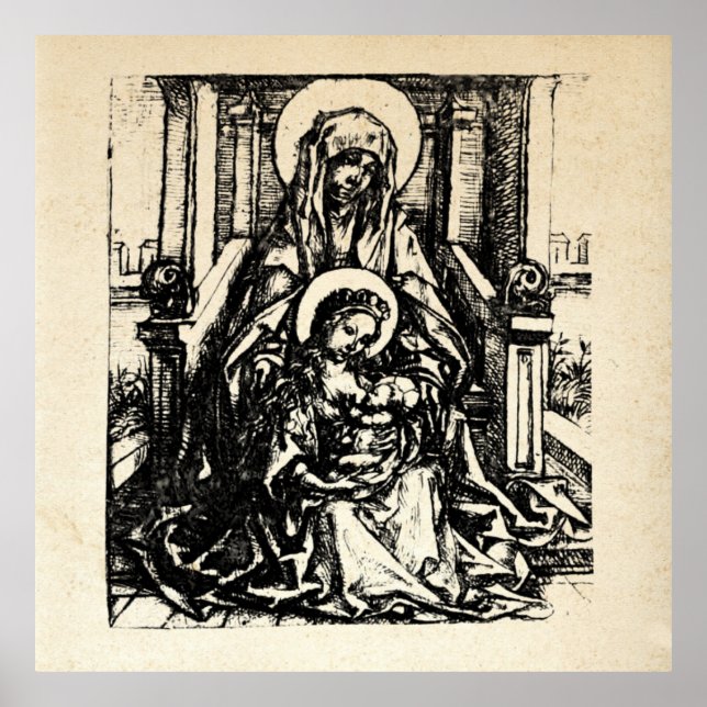 Affiche Nativité de Noël Vierge et Enfant Vierge Marie (Devant)