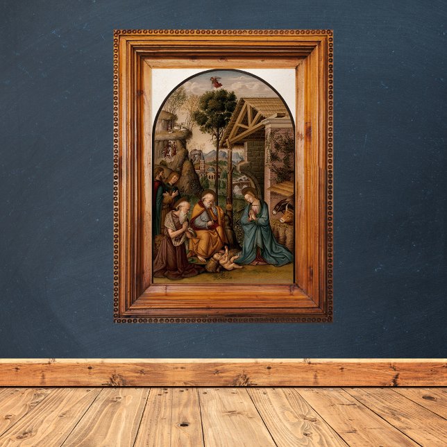 Affiche Nativité du Christ Noël chrétien religieux (Vintage Religious Christian Catholic Christmas Nativity Scene Manger Bethlehem Painting Poster)