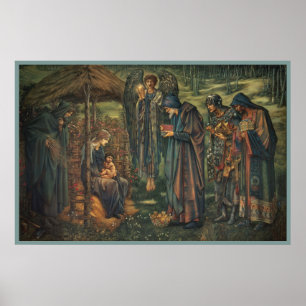 Affiche Nativité L'étoile de Bethléem Enfant Jésus et ange