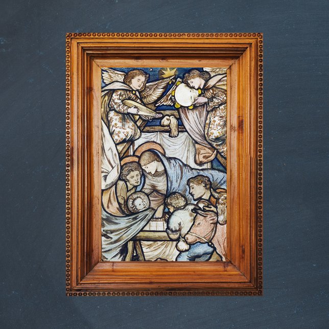 Affiche Nativité religieuse chrétienne de Noël Burne-Jones (Religious Christian Catholic Christmas Nativity Scene by Burne-Jones Poster Zoom)