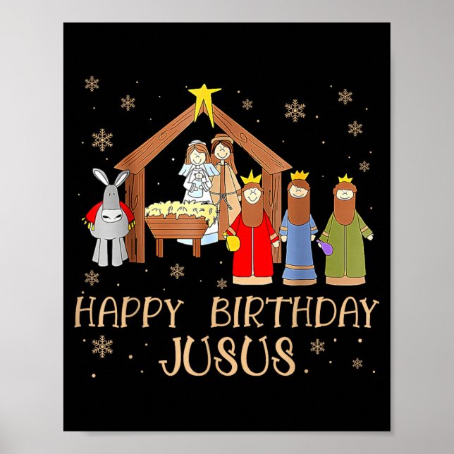 Affiche Nativity Happy Birthday Jesus Christmas Nativity C (Devant)