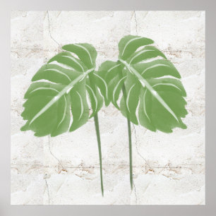 Affiche Naturals Abstrait Monstera Feuille Rustique