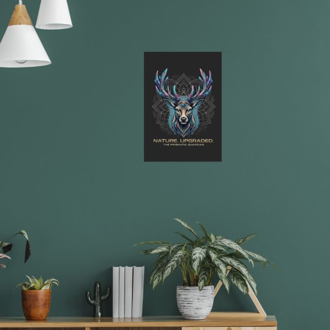 Affiche Nature Améliorée - Cerf de Cristal Prismatique Cyb (Salon 1)