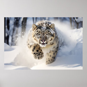 Affiche Nature animale léopard des neiges Sauvage majestue