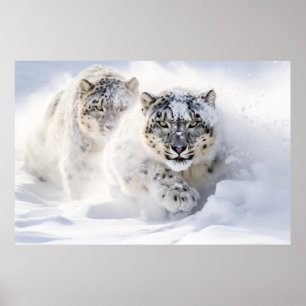 Affiche Nature animale léopard des neiges Sauvage majestue