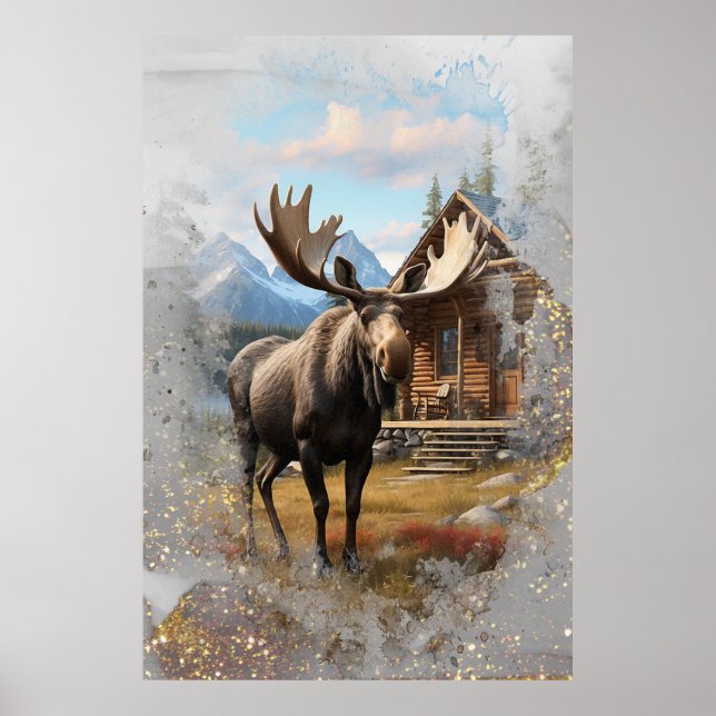 Affiche *~* Nature AP49 MOOSE Artsy Cabine Sparkle Sky (Devant)