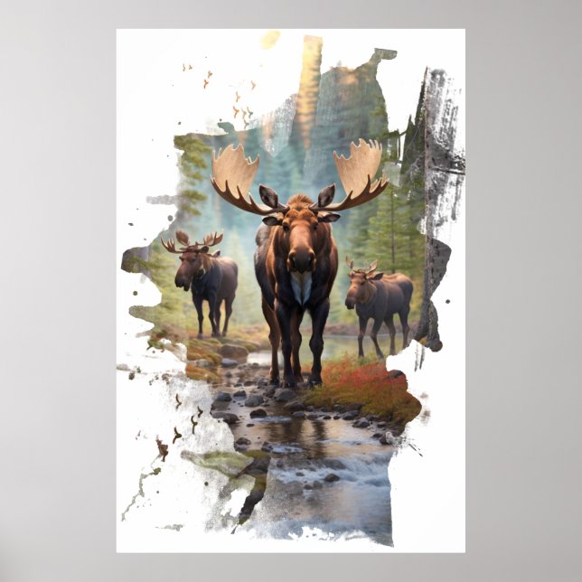 Affiche *~* Nature AP49 MOOSE Artsy Forest Cottage (Devant)