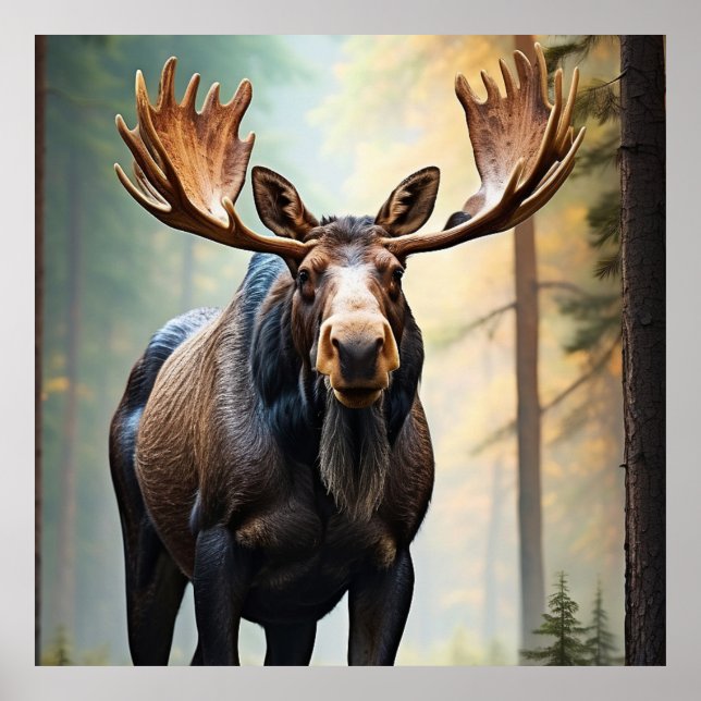 Affiche *~* Nature AP49 MOOSE Woods Forest Climb Mountain (Devant)
