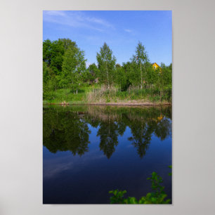 Affiche Nature Arbres verts Blue Lake Rivière Biélorussie