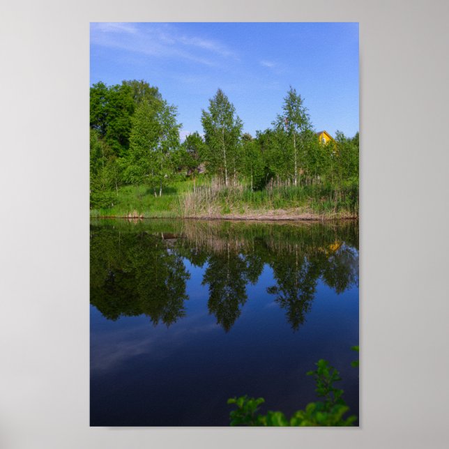 Affiche Nature Arbres verts Blue Lake Rivière Biélorussie (Devant)
