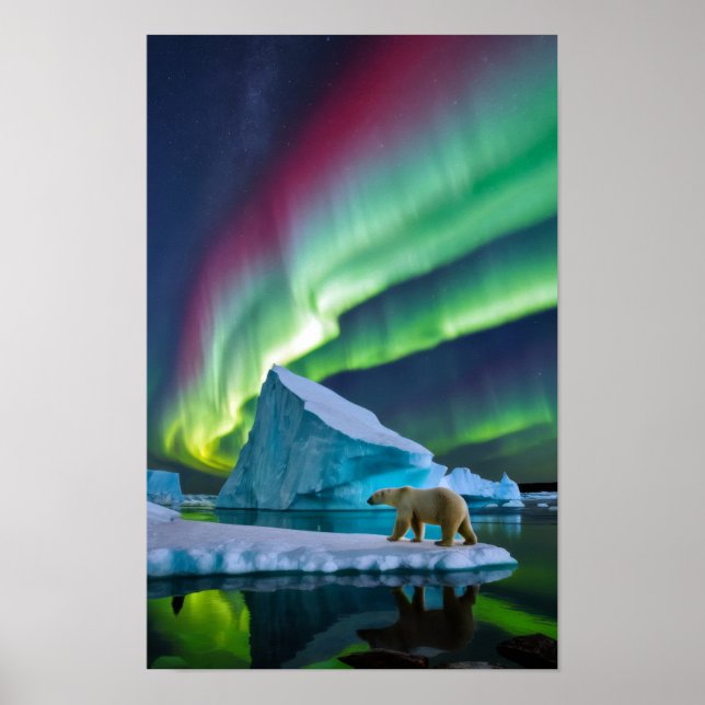 Affiche Nature arctique Aurora Iceberg Paysage extérieur (Devant)