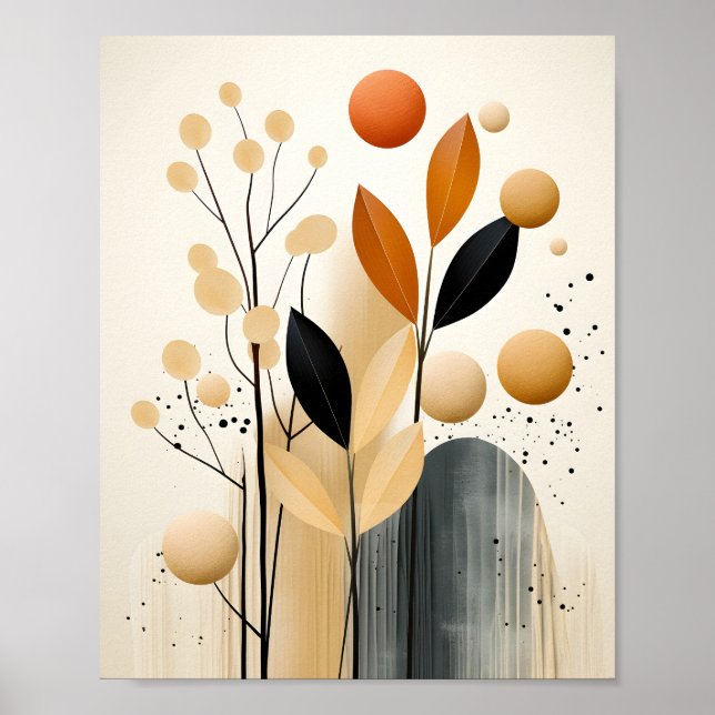 Affiche Nature Artistique Art Abstrait D'Automne Feuilles (Devant)