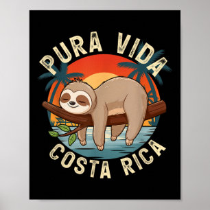 Affiche Nature du coucher de soleil tropical Sloth Costa R