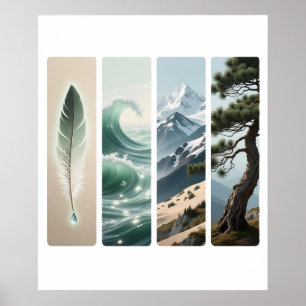 Affiche Nature élémentaire Plumes Vague Pin de montagne