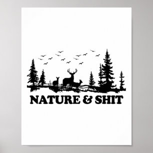 Affiche Nature et cabane de lac de camping drôle randonnée
