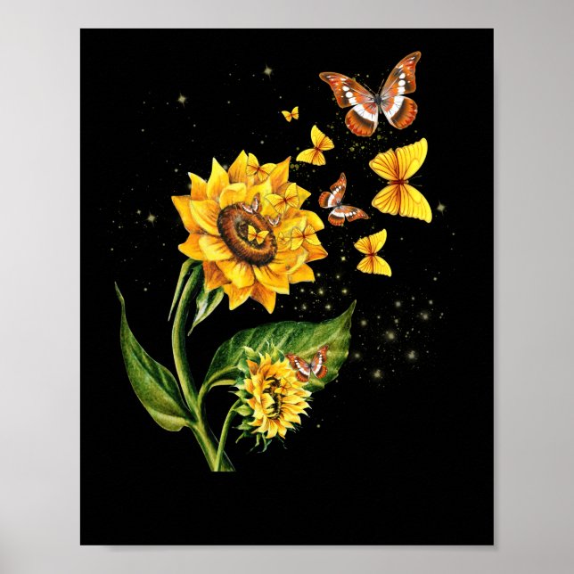 Affiche Nature Fleur Jaune Fleur Fleur Butterfly Floral (Devant)