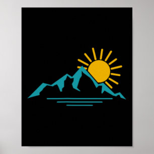 Affiche Nature Lever de soleil Montagnes Randonnée Camping