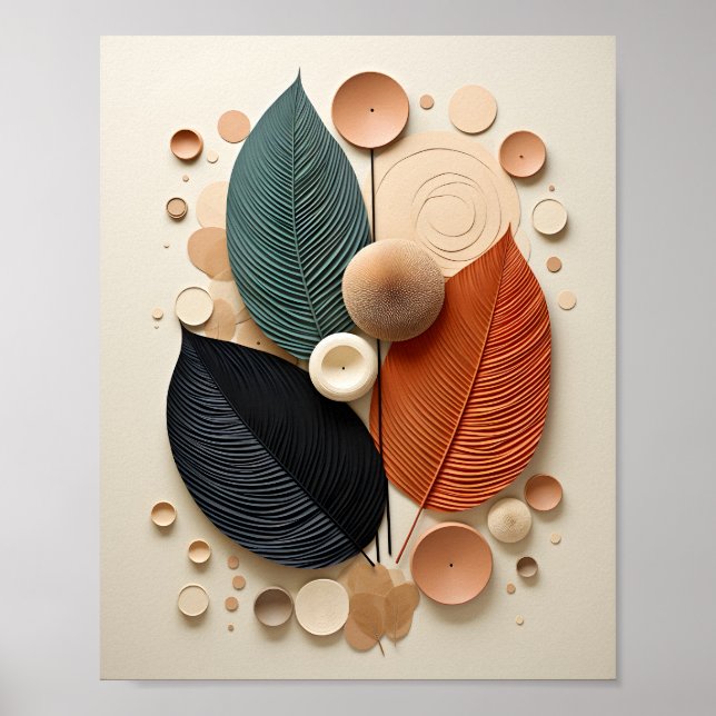 Affiche Nature Moderne Art Abstrait Des Feuilles D'Automne (Devant)