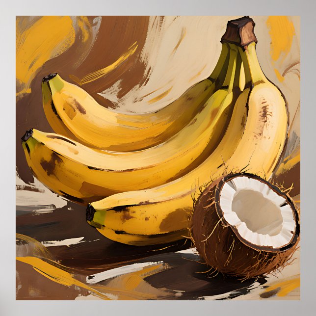 Affiche Nature morte aux bananes et coco (Devant)