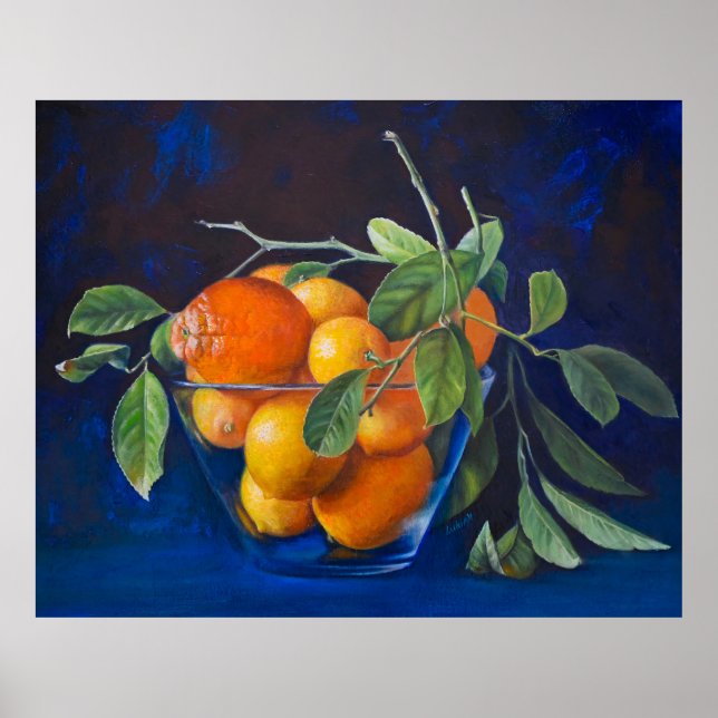 Affiche Nature morte avec citrons et branche d'orange (Devant)