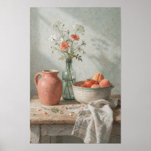 Affiche Nature morte avec corail et pêches