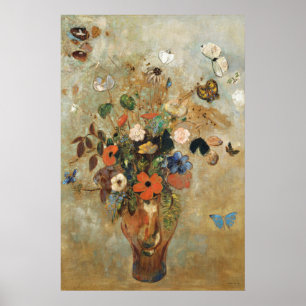 Affiche Nature morte avec des fleurs par Odilon Redon.
