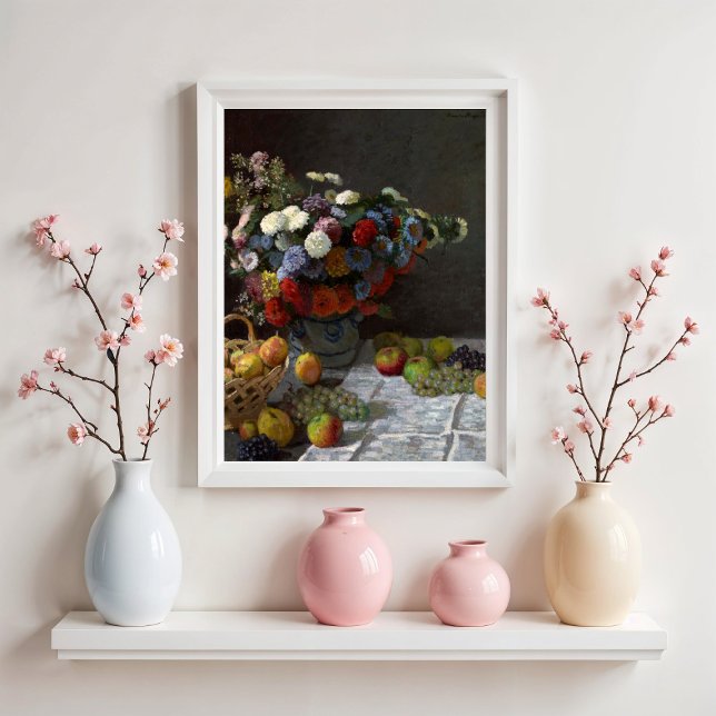 Affiche Nature morte avec fleurs et fruits de Claude Monet (Créateur téléchargé)