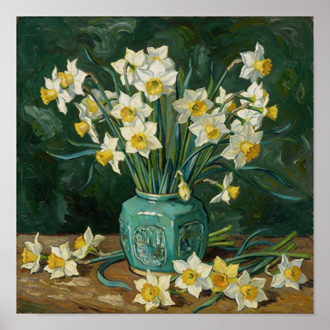 Affiche Nature morte avec jonquilles d'après Van Gogh (Devant)