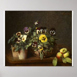 Affiche Nature morte avec pensées de Henri Fantin-Latour