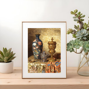 Affiche Nature morte avec vase cloisonné,